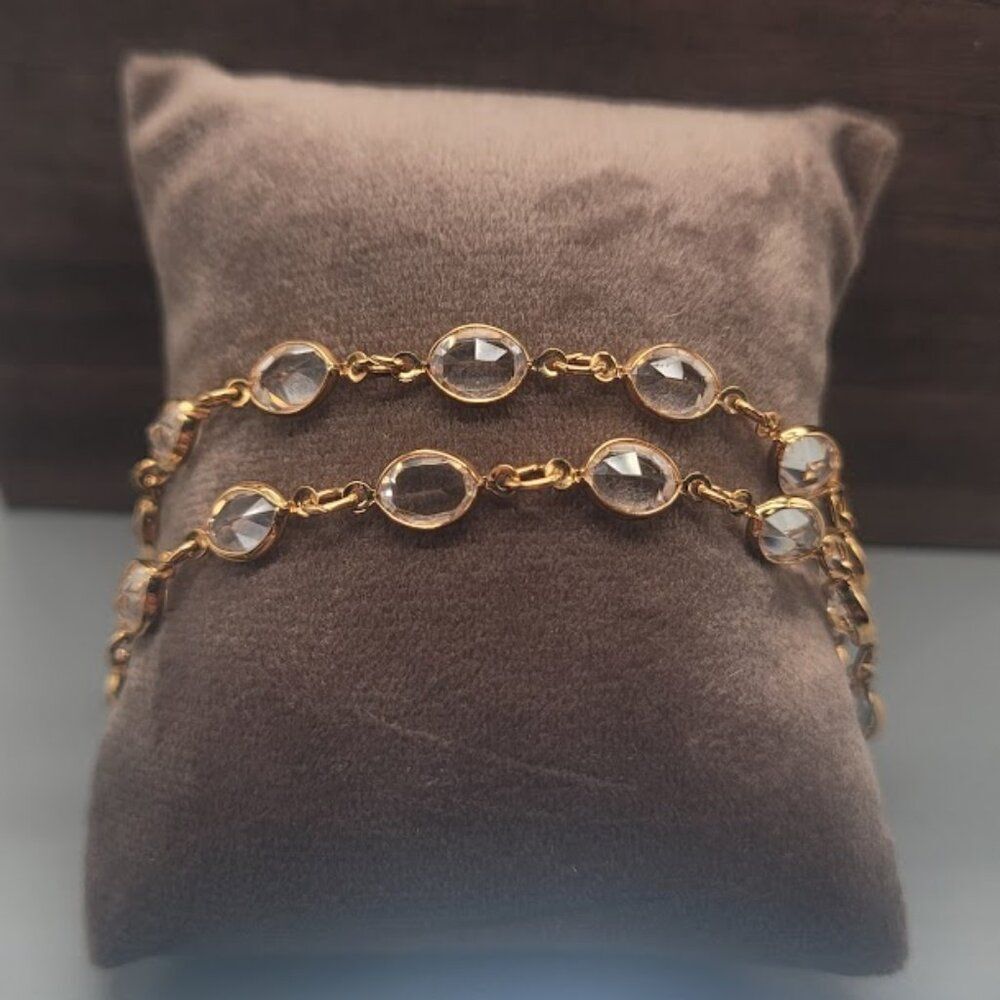 SWAROVSKI Gold-toned Clear Crystal Bezel Bracelet